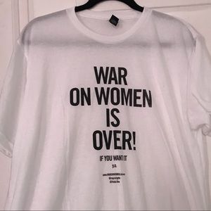 Never worn Yoko Ono “War On Women is Over! If You Want It” soft white T-shirt